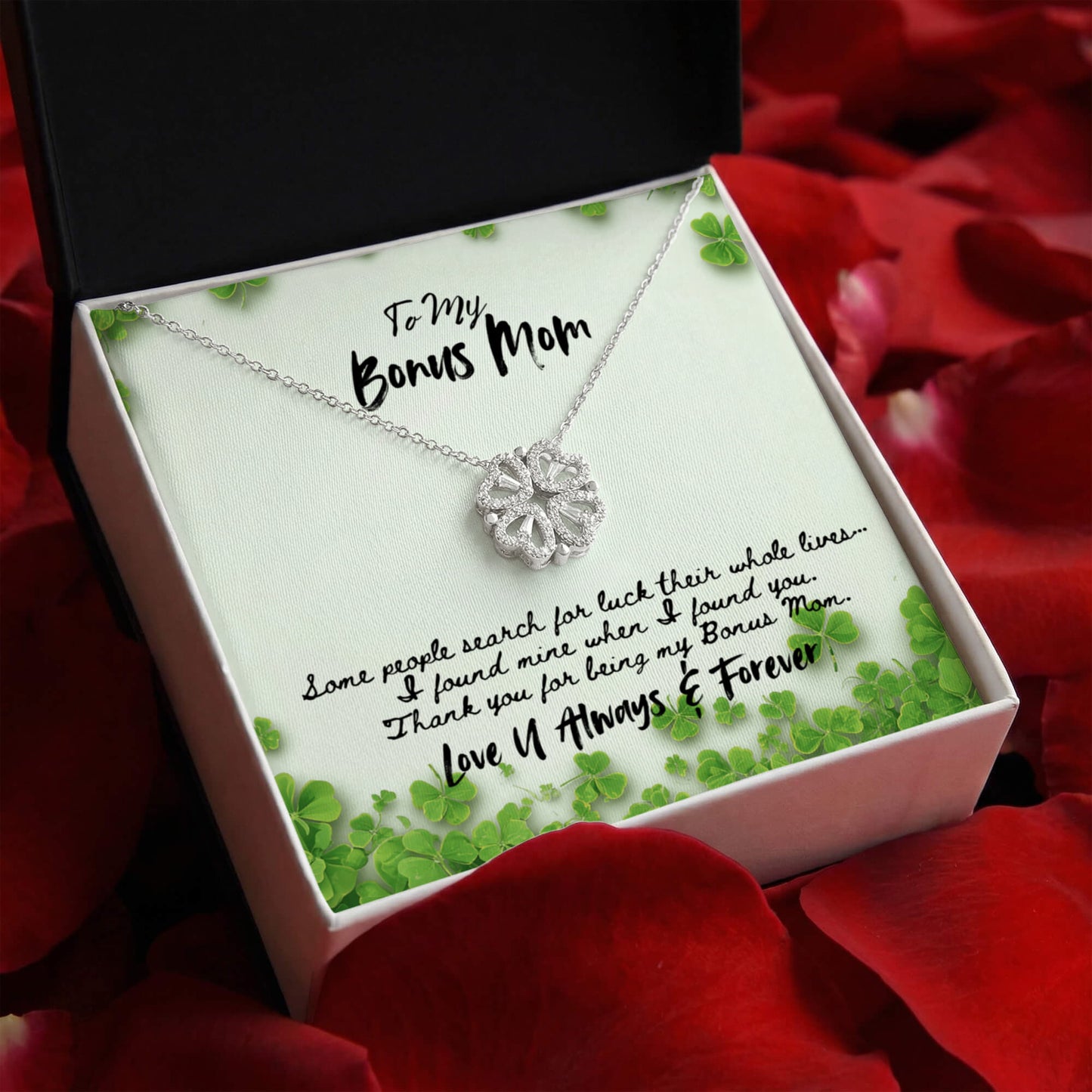 Bonus Mom Clover Necklace Gift For Step Mother