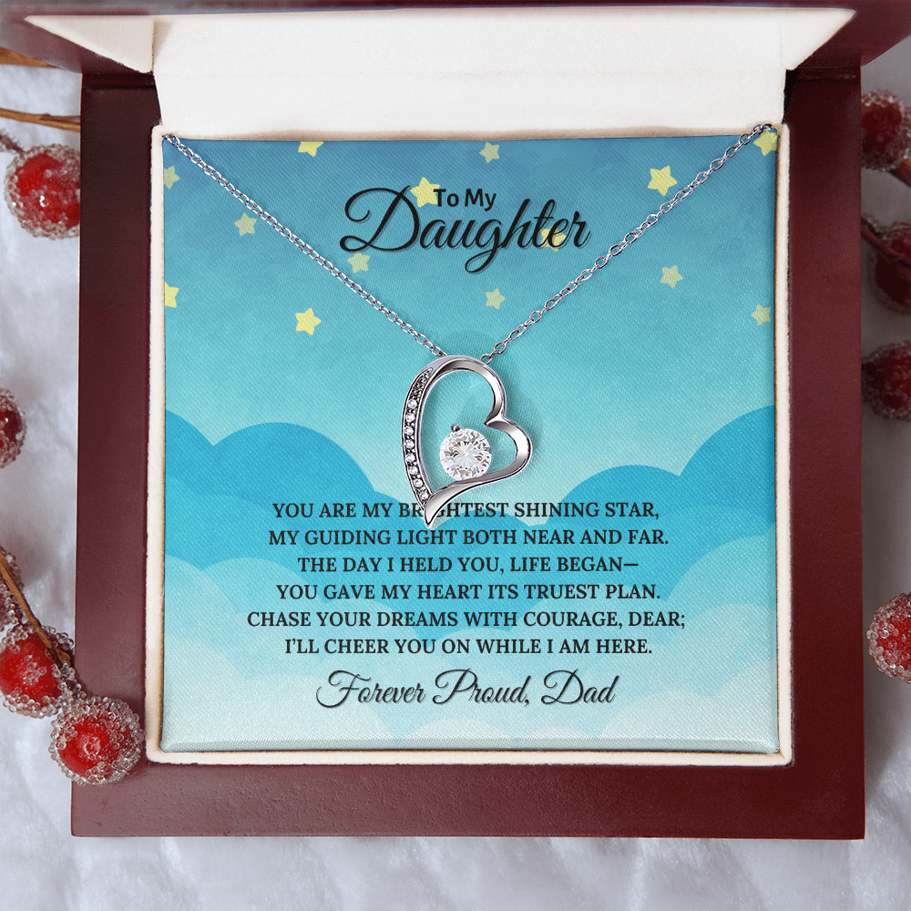 To My Daughter Heart Shaped Forever Love Necklace