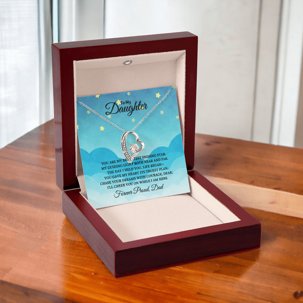 To My Daughter Heart Shaped Forever Love Necklace