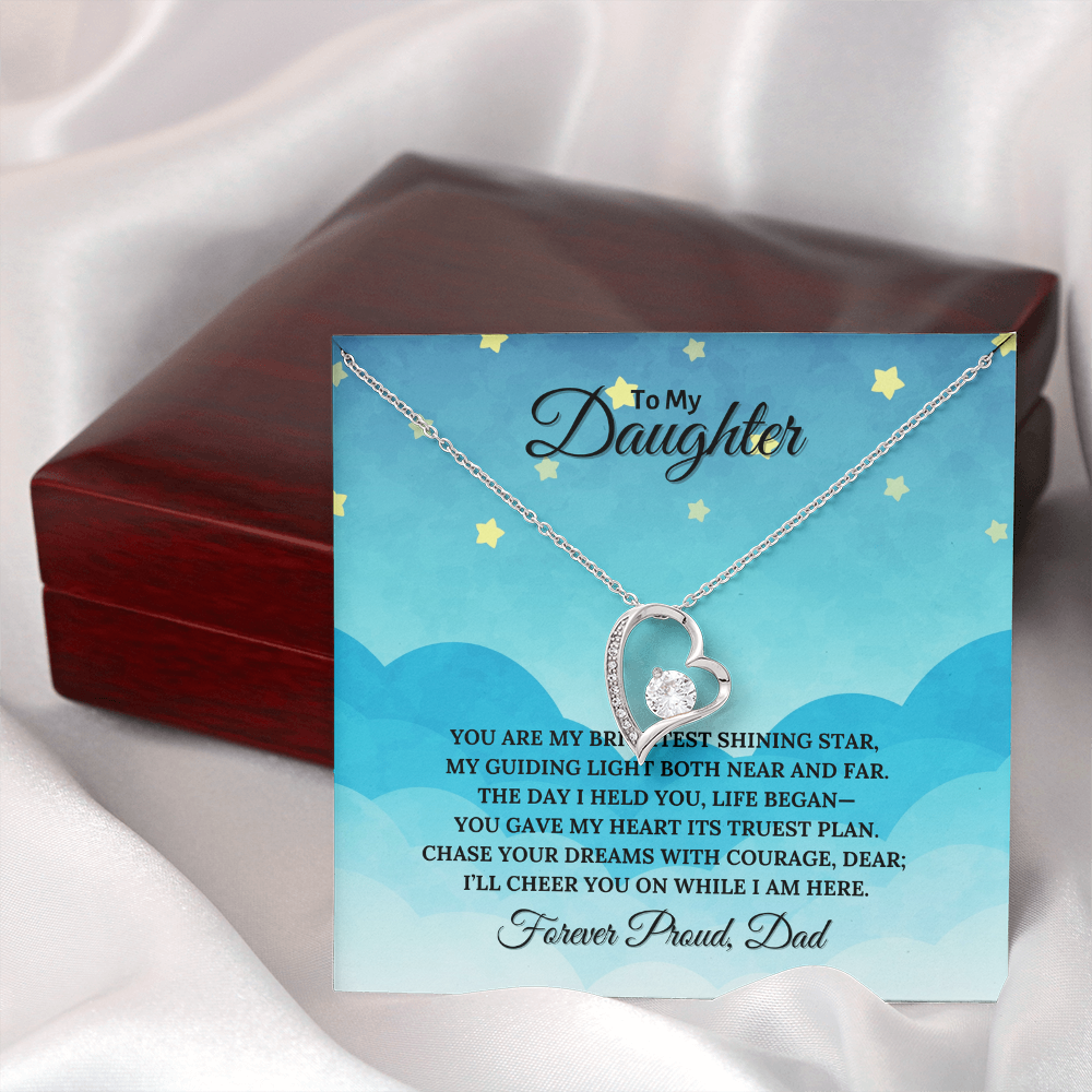 To My Daughter Heart Shaped Forever Love Necklace