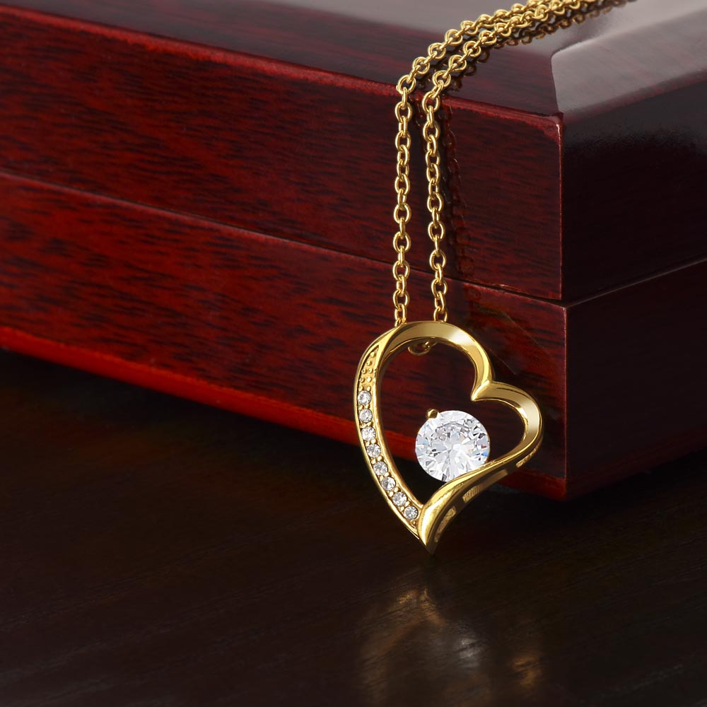 Forever Love Necklace – Heart Pendant Necklace with 6.5mm Cubic Zirconia Crystal