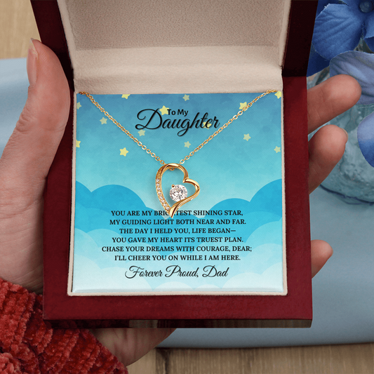To My Daughter Heart Shaped Forever Love Necklace