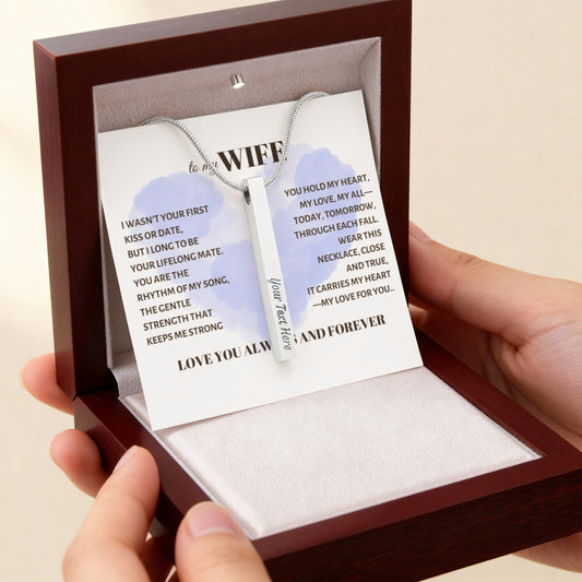To My Wife Engraved 4 sided Necklace