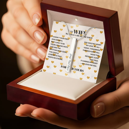 To My Wife Engraved 4 Sided Stick Necklace