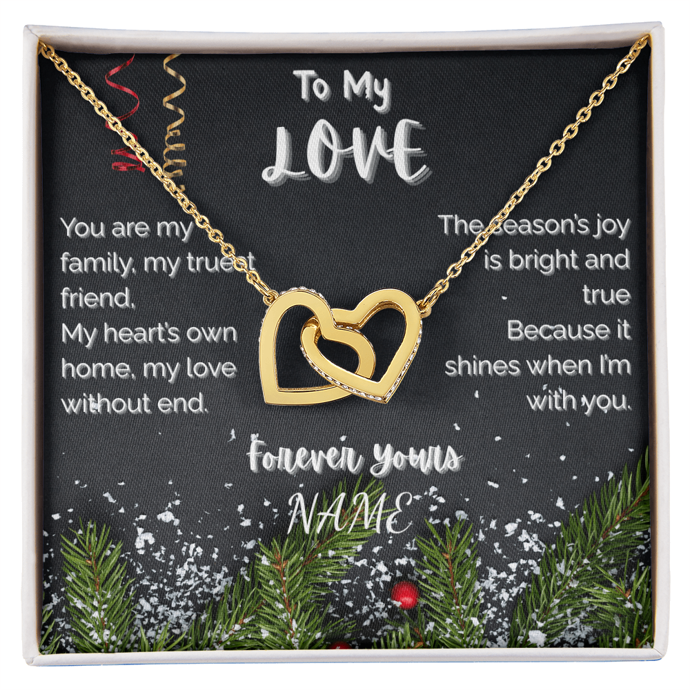 To My Love Inter Locked  Hearts Necklace, Christmas Gift