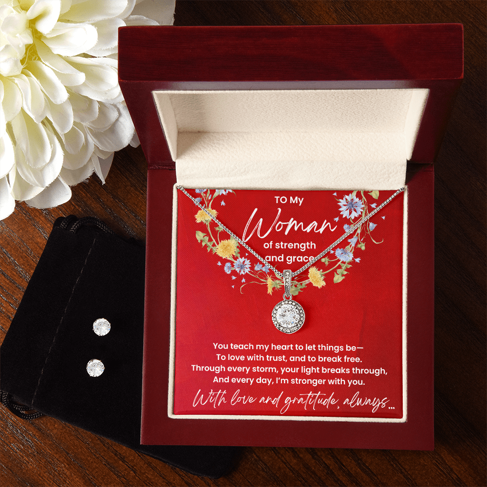 To My Strong Woman Necklace and Earings Set