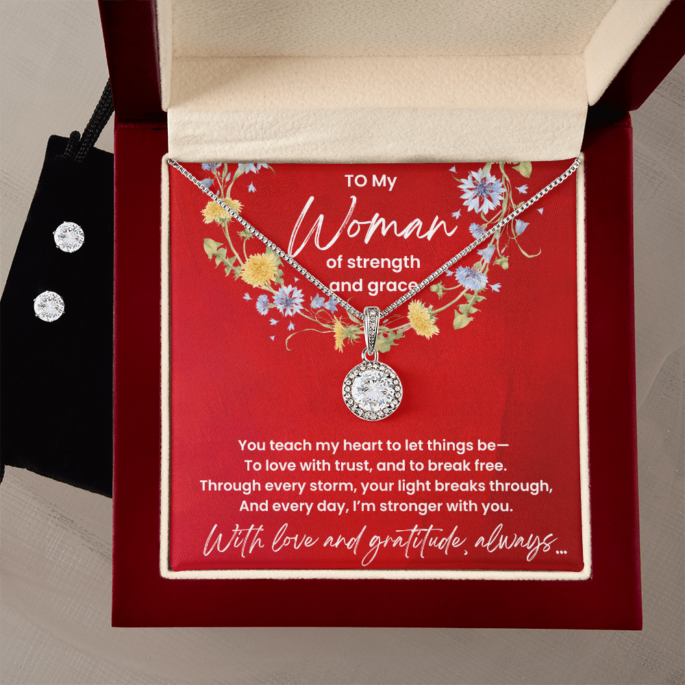 To My Strong Woman Necklace and Earings Set