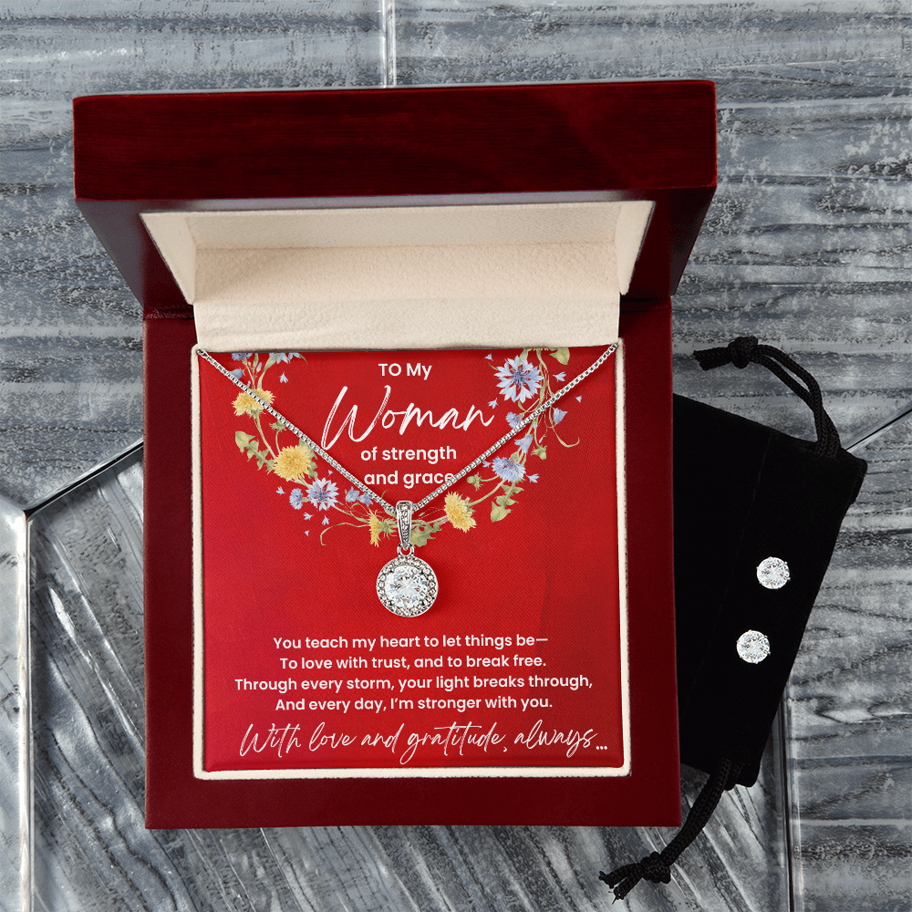 To My Strong Woman Necklace and Earings Set