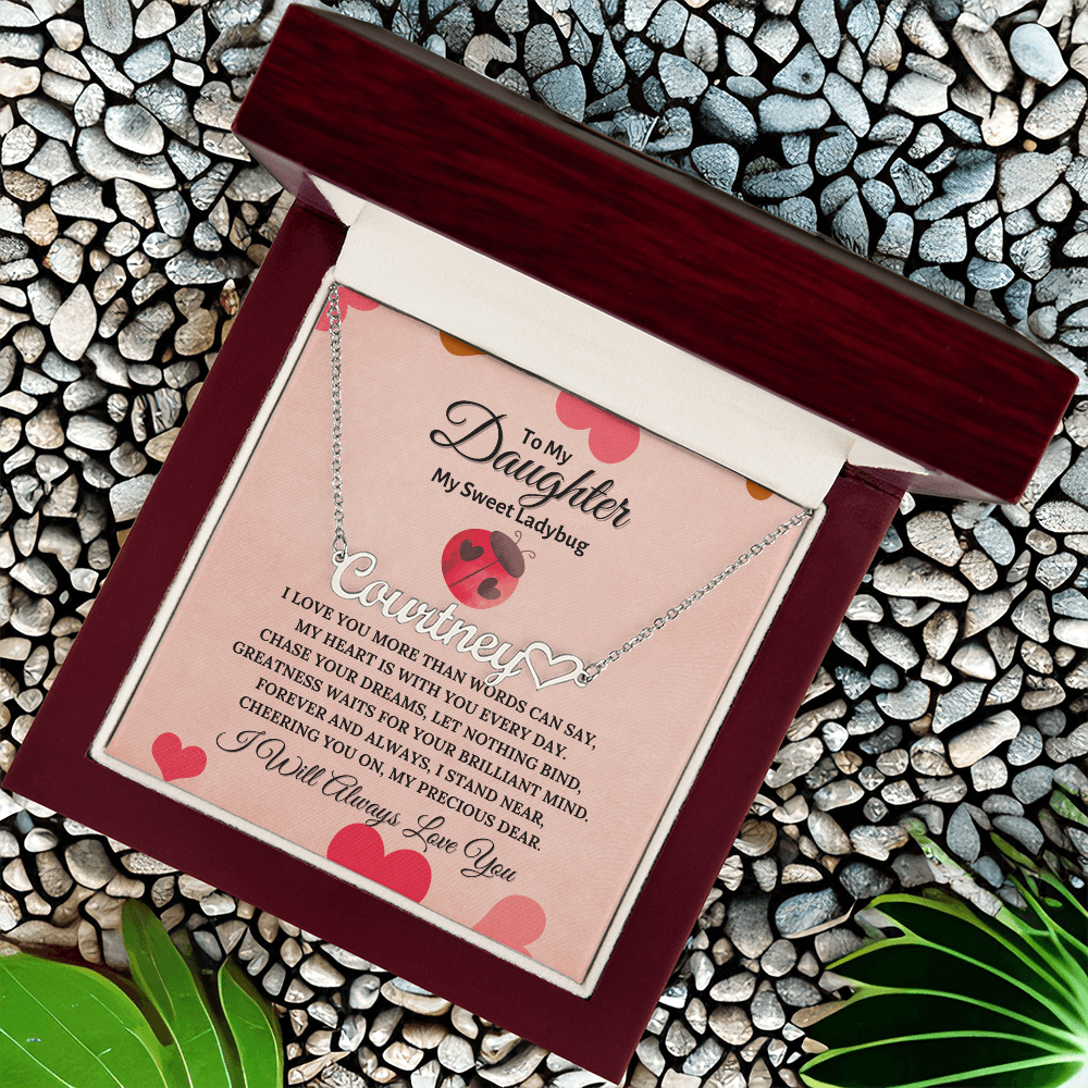 To My Daughter , My sweet Ladybug Personalised Name Necklace