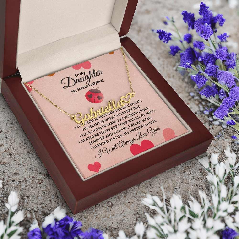 To My Daughter , My sweet Ladybug Personalised Name Necklace