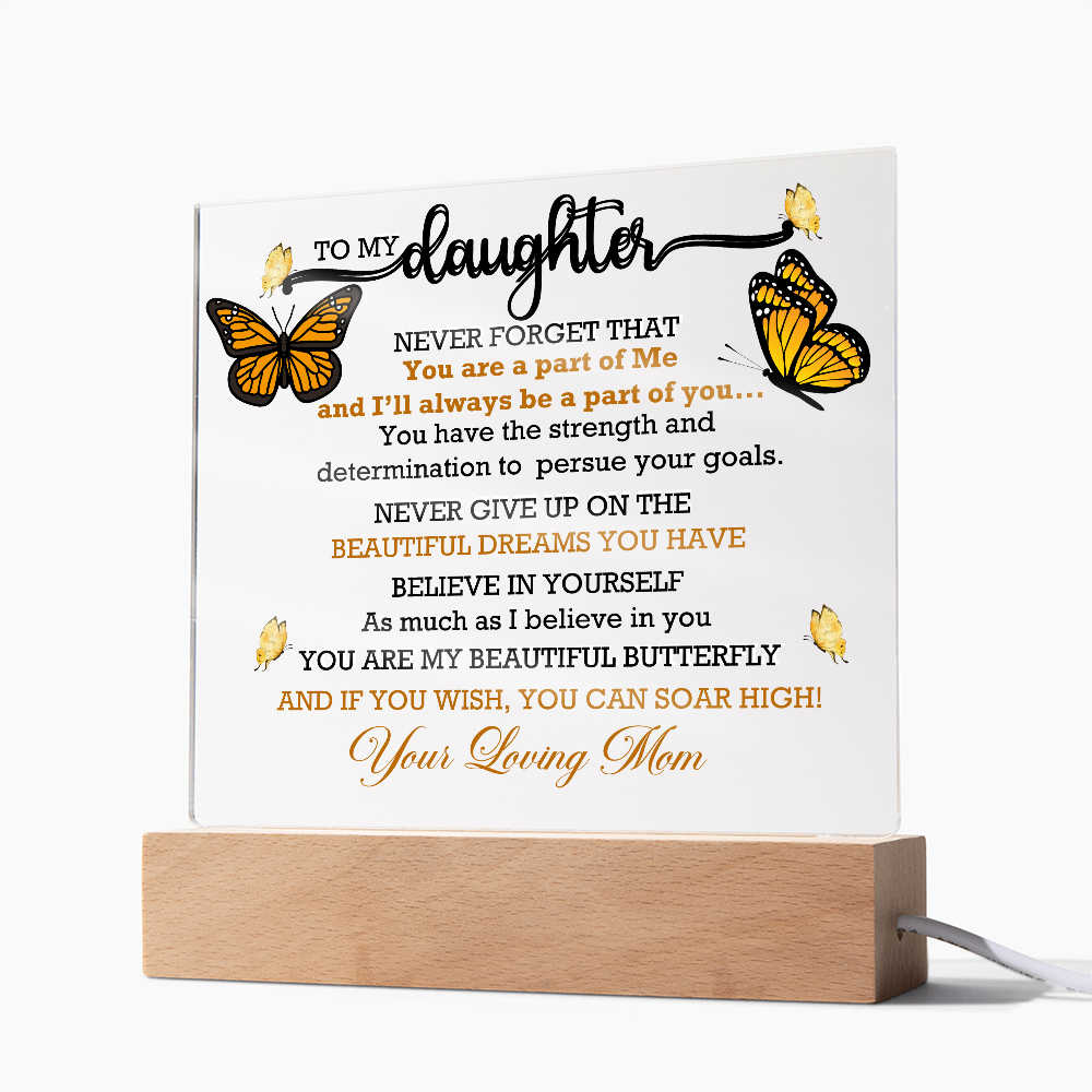 To My Daughter, My Butterfly, Acrylic Led Lamp