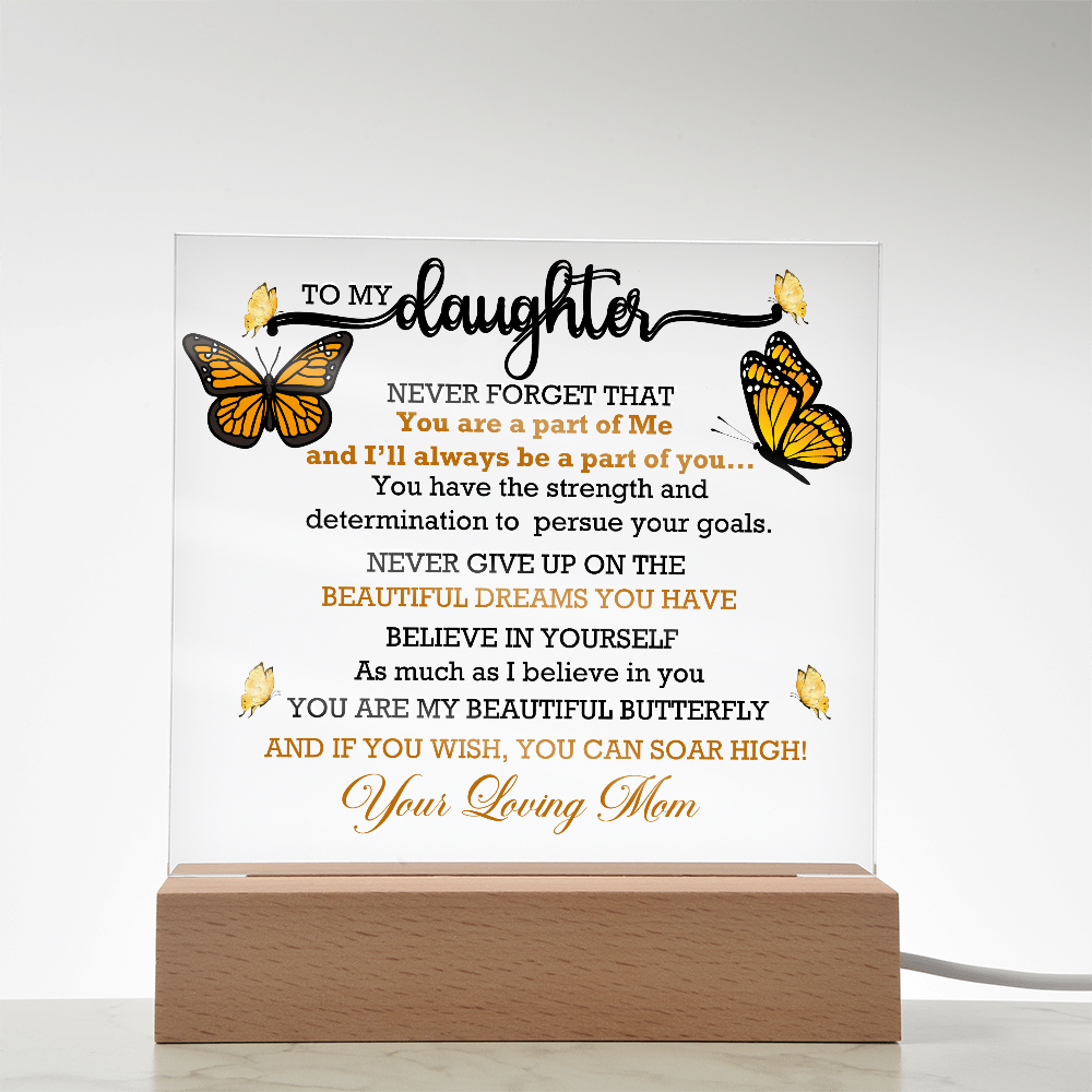 To My Daughter, My Butterfly, Acrylic Led Lamp
