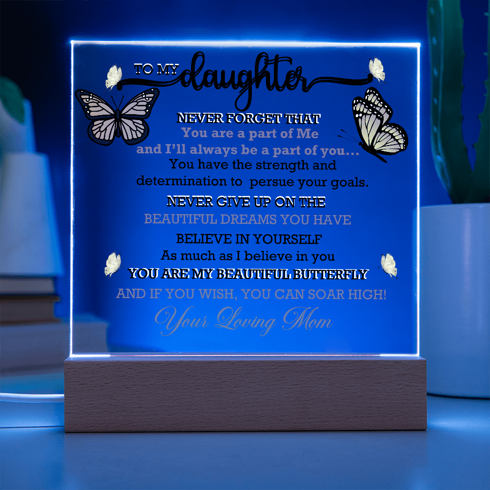 To My Daughter, My Butterfly, Acrylic Led Lamp