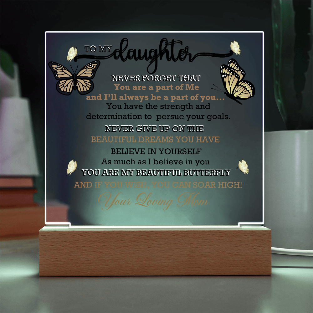 To My Daughter, My Butterfly, Acrylic Led Lamp