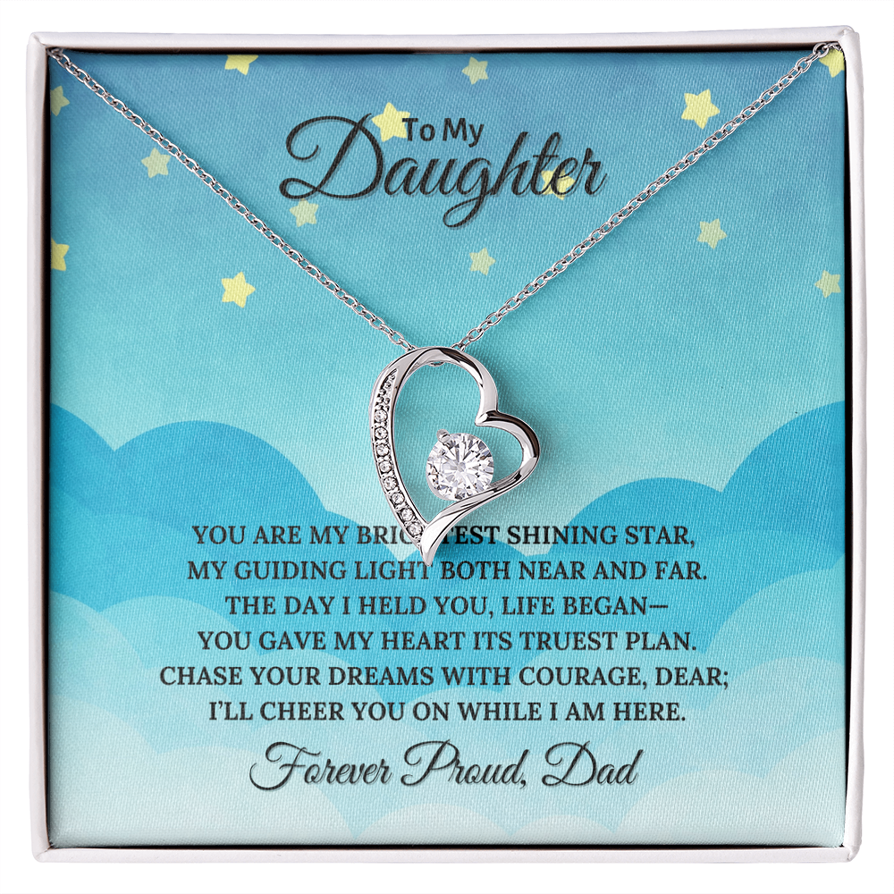To My Daughter Heart Shaped Forever Love Necklace