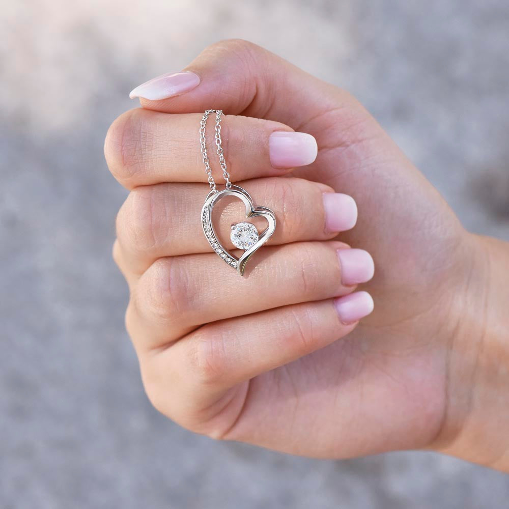 To My Daughter Heart Shaped Forever Love Necklace