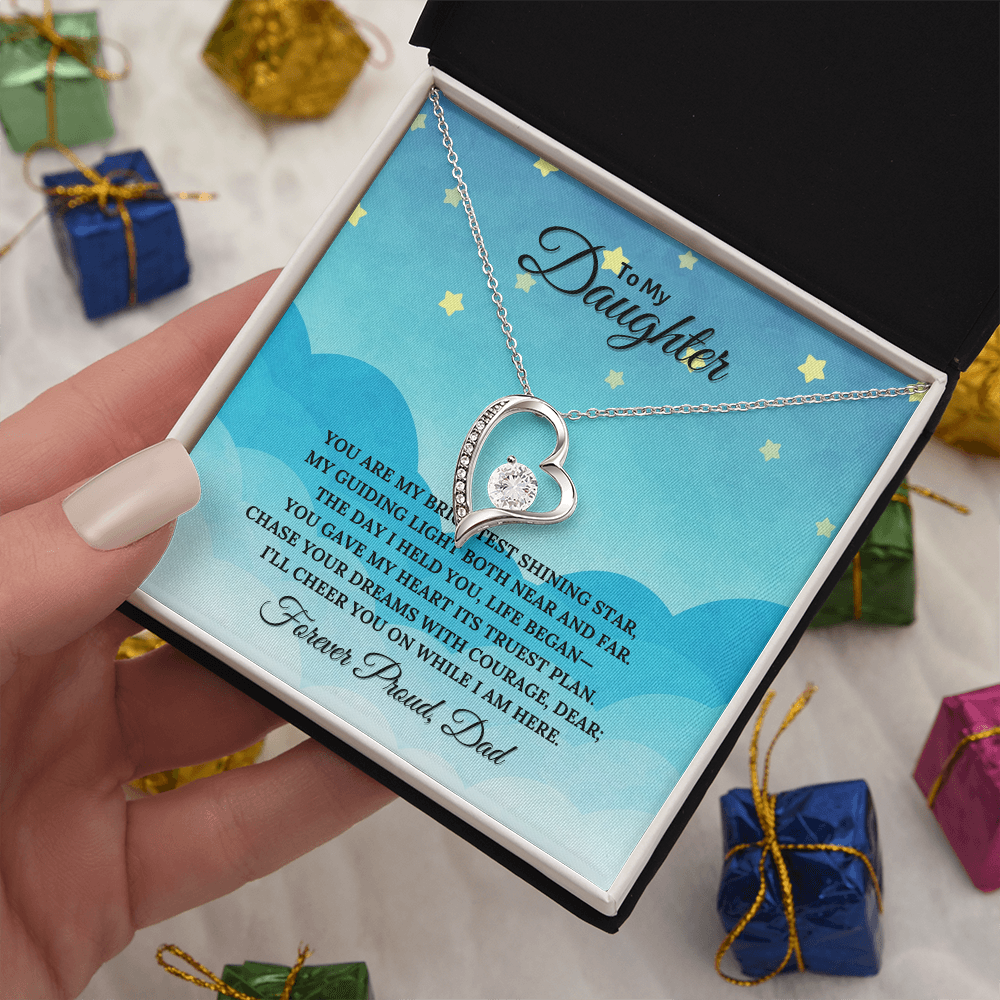 To My Daughter Heart Shaped Forever Love Necklace
