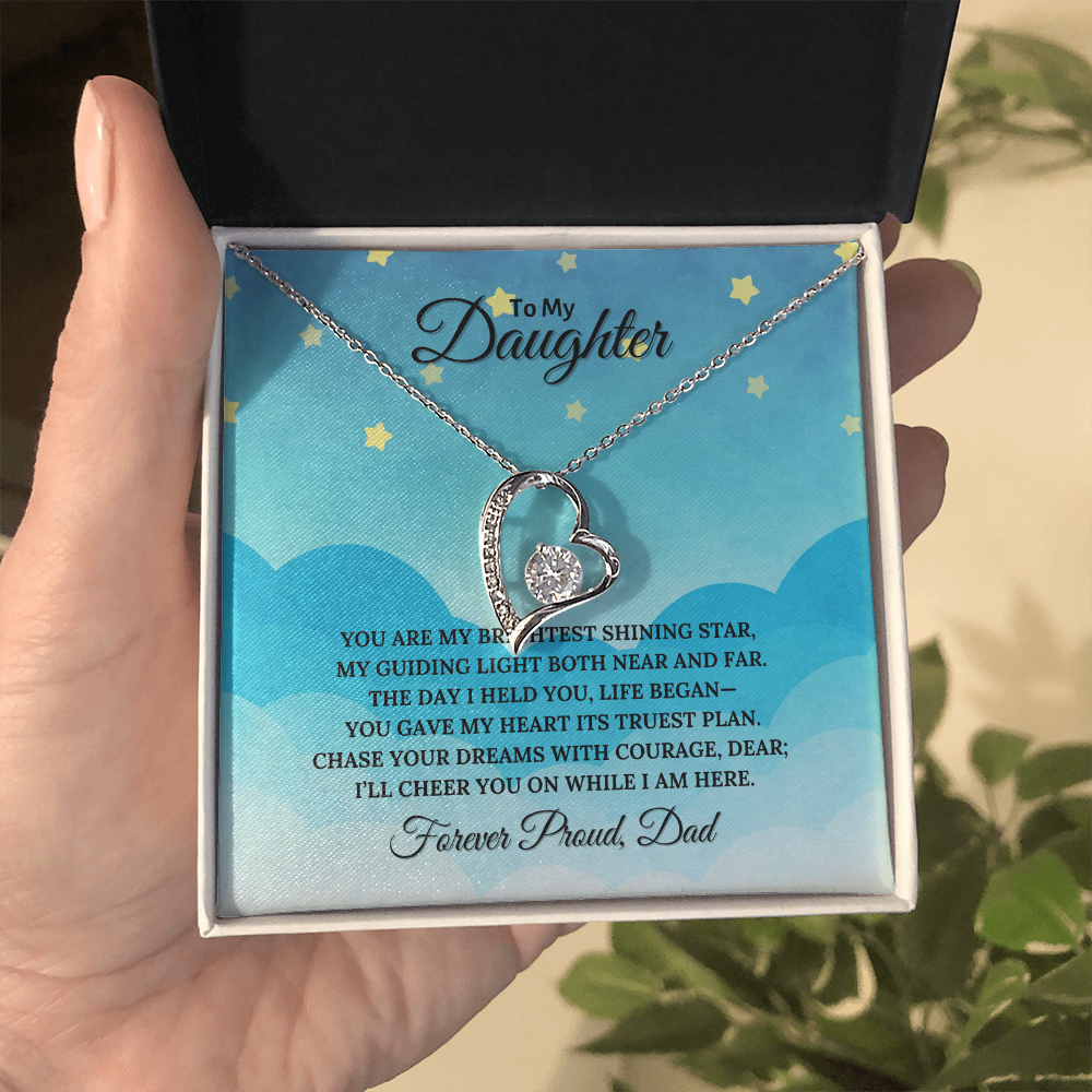 To My Daughter Heart Shaped Forever Love Necklace