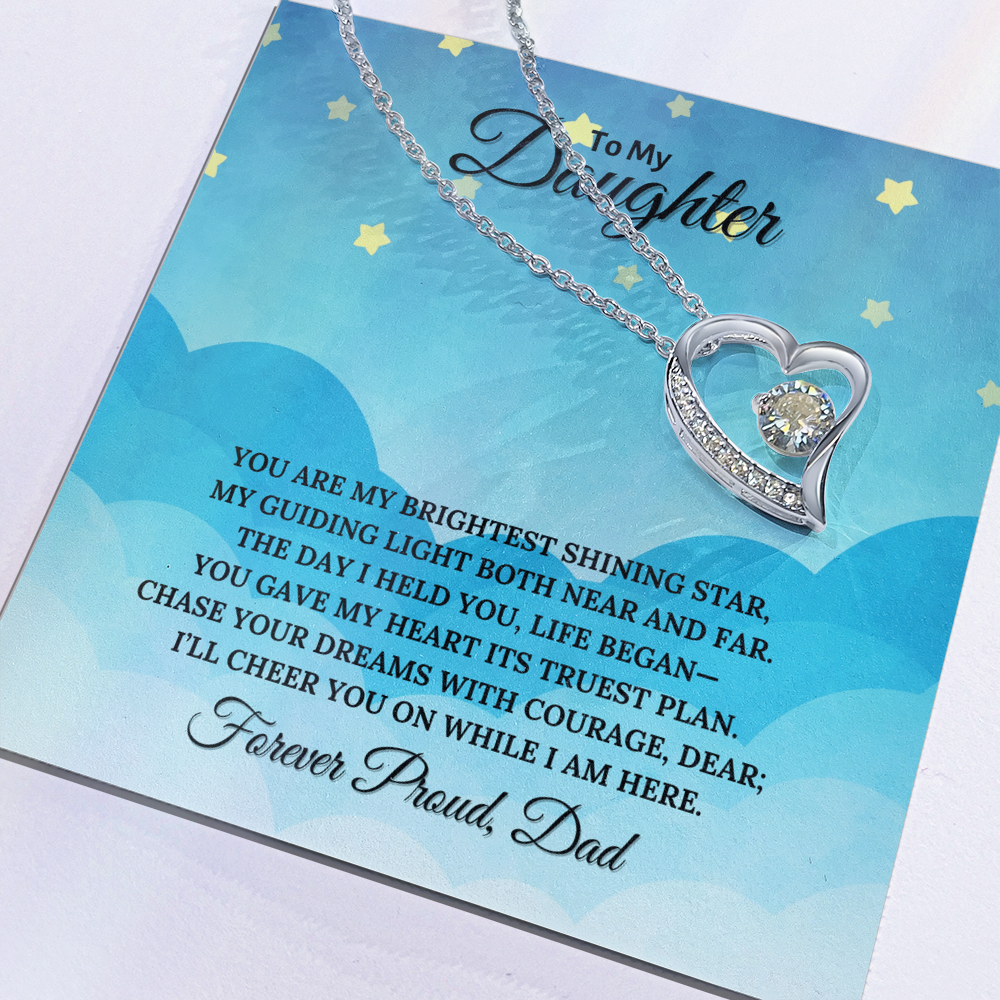 To My Daughter Heart Shaped Forever Love Necklace
