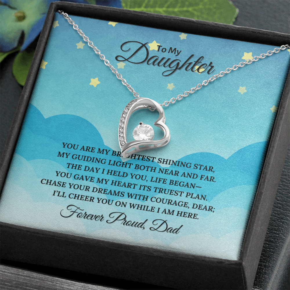 To My Daughter Heart Shaped Forever Love Necklace