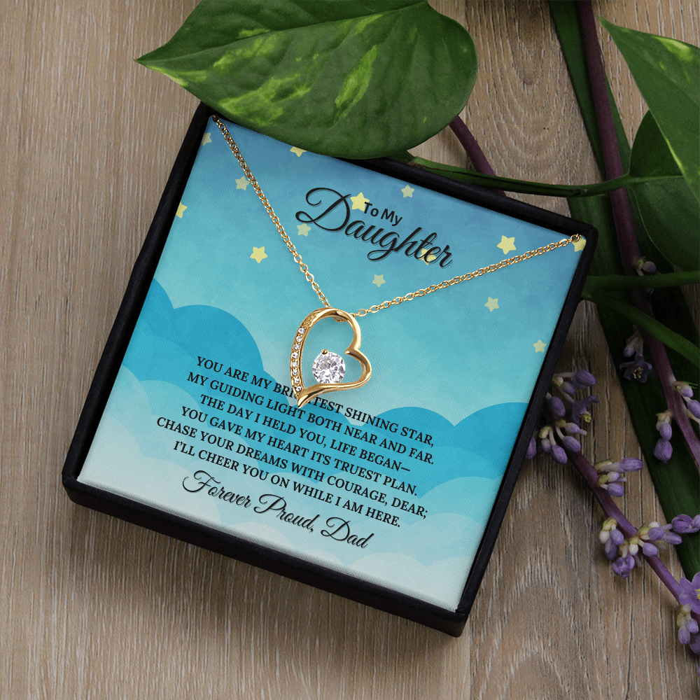 To My Daughter Heart Shaped Forever Love Necklace