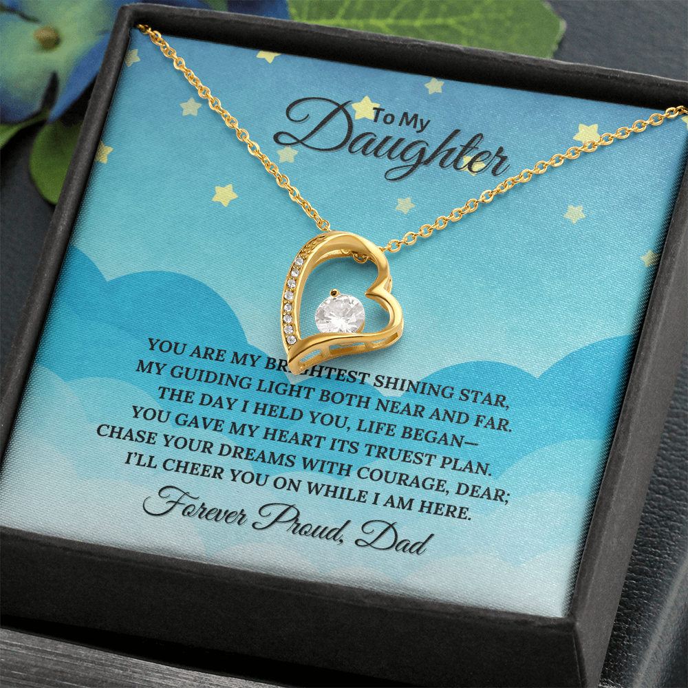 To My Daughter Heart Shaped Forever Love Necklace