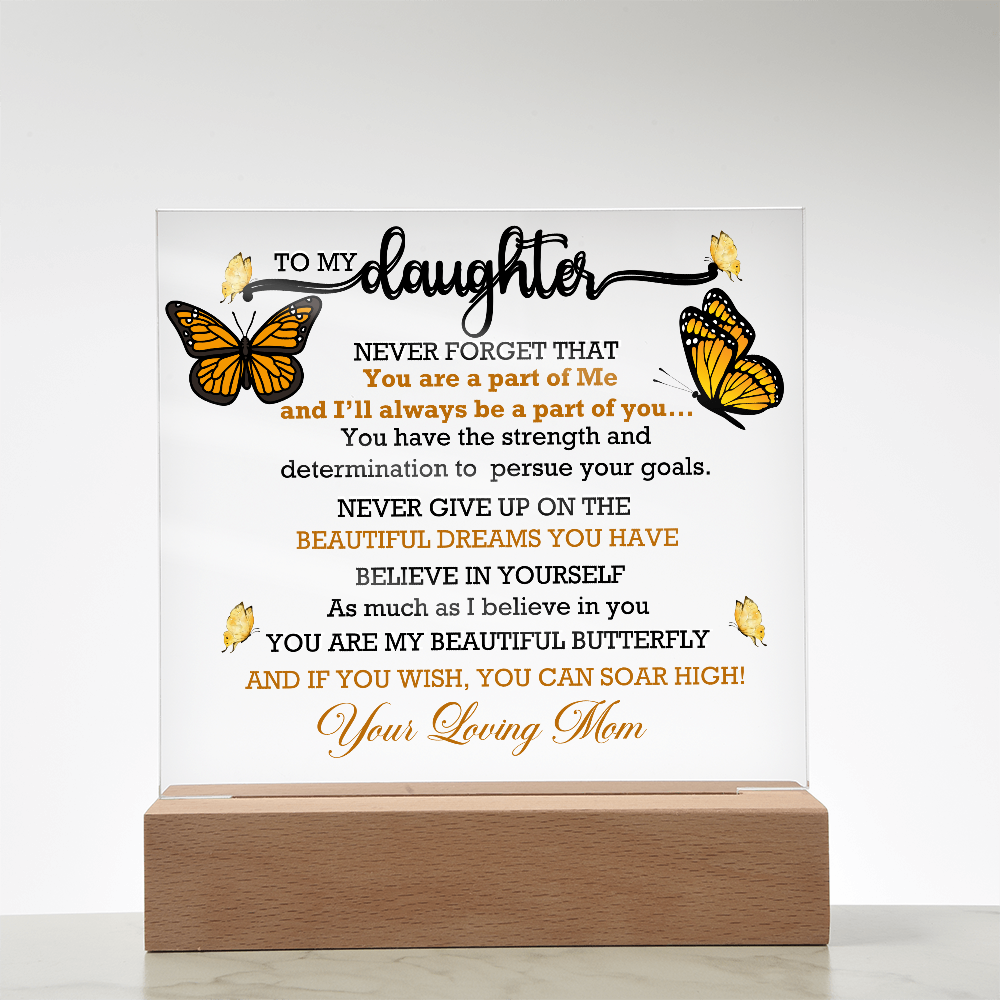 To My Daughter, My Butterfly, Acrylic Led Lamp