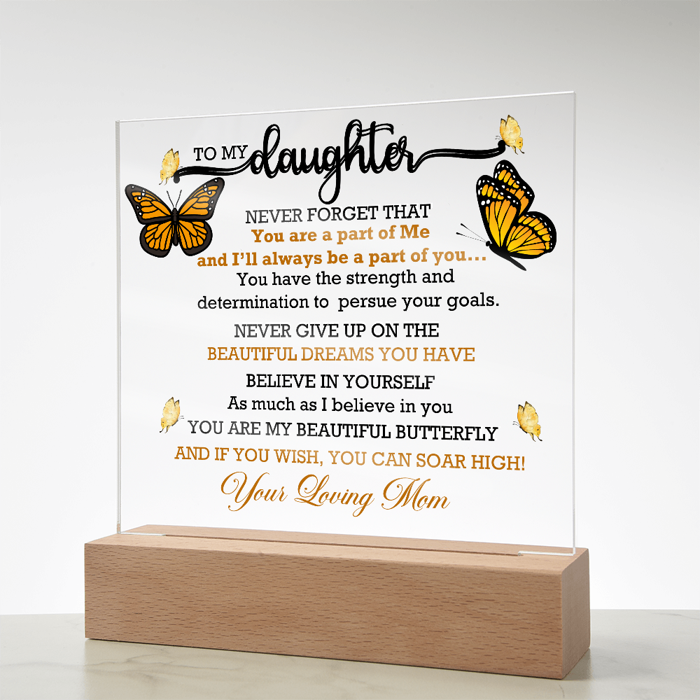 To My Daughter, My Butterfly, Acrylic Led Lamp