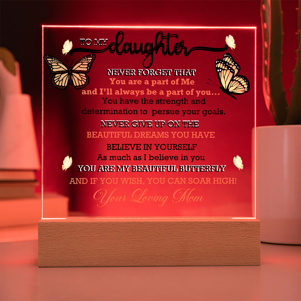 To My Daughter, My Butterfly, Acrylic Led Lamp