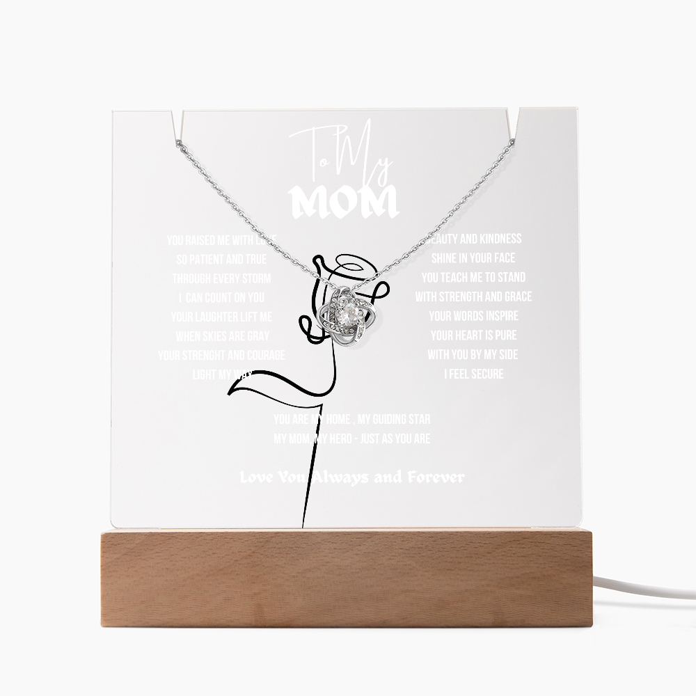 To My Mom Love Knot Necklace With Keepsake Acrylic Led LampDay
