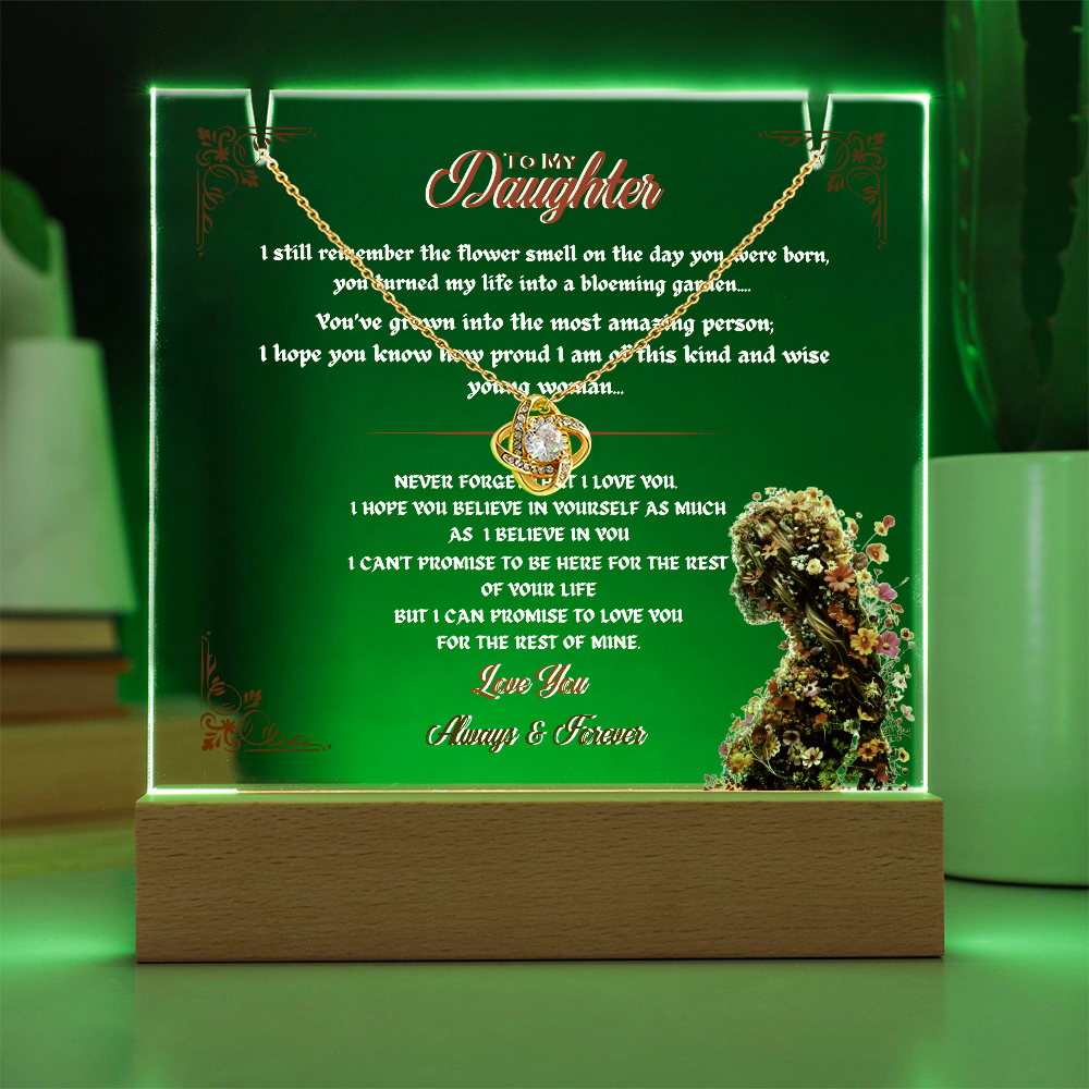 Acrylic Plaque Love Knot Necklace Bundle To My Daughter My Flower