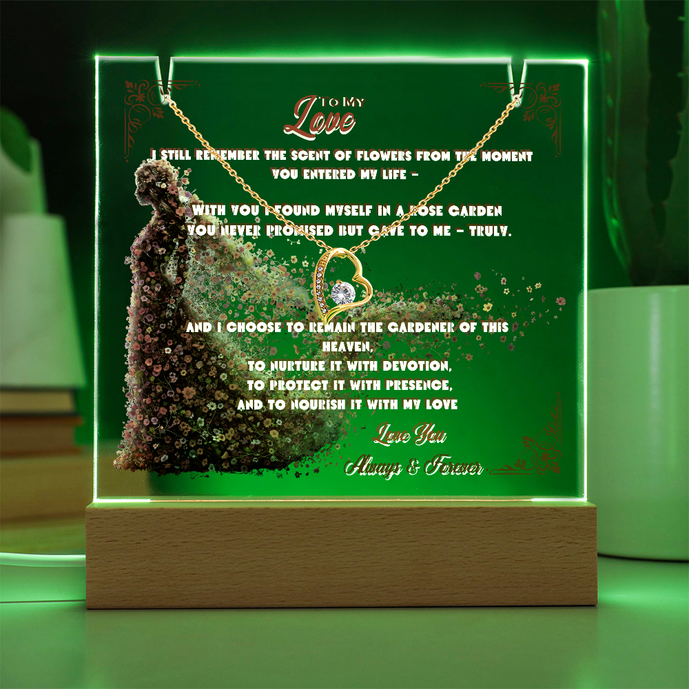 Acrylic Keepsake With Forever Love Necklace To My Love My Flower