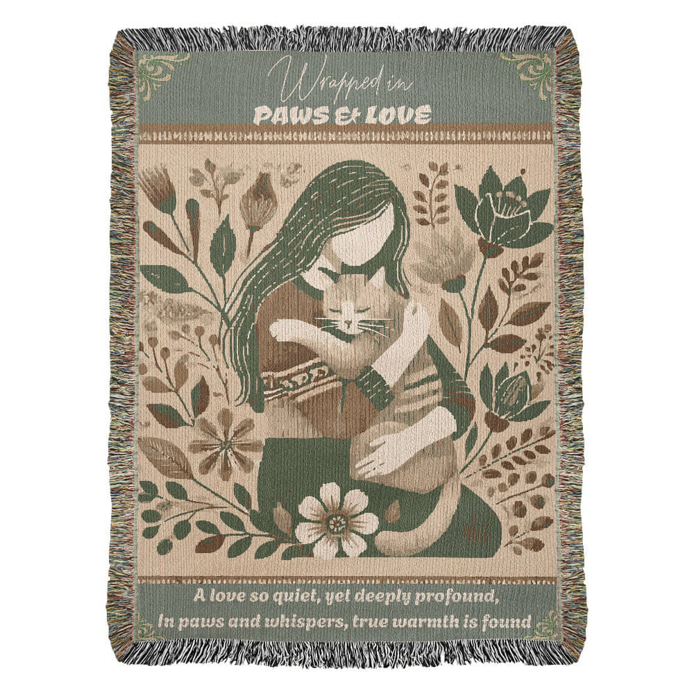 Wrapped With Paws & Love Woven Blanket Gift For Cat Mom