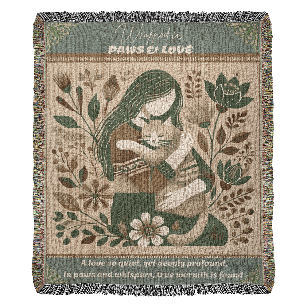 Wrapped With Paws & Love Woven Blanket Gift For Cat Mom