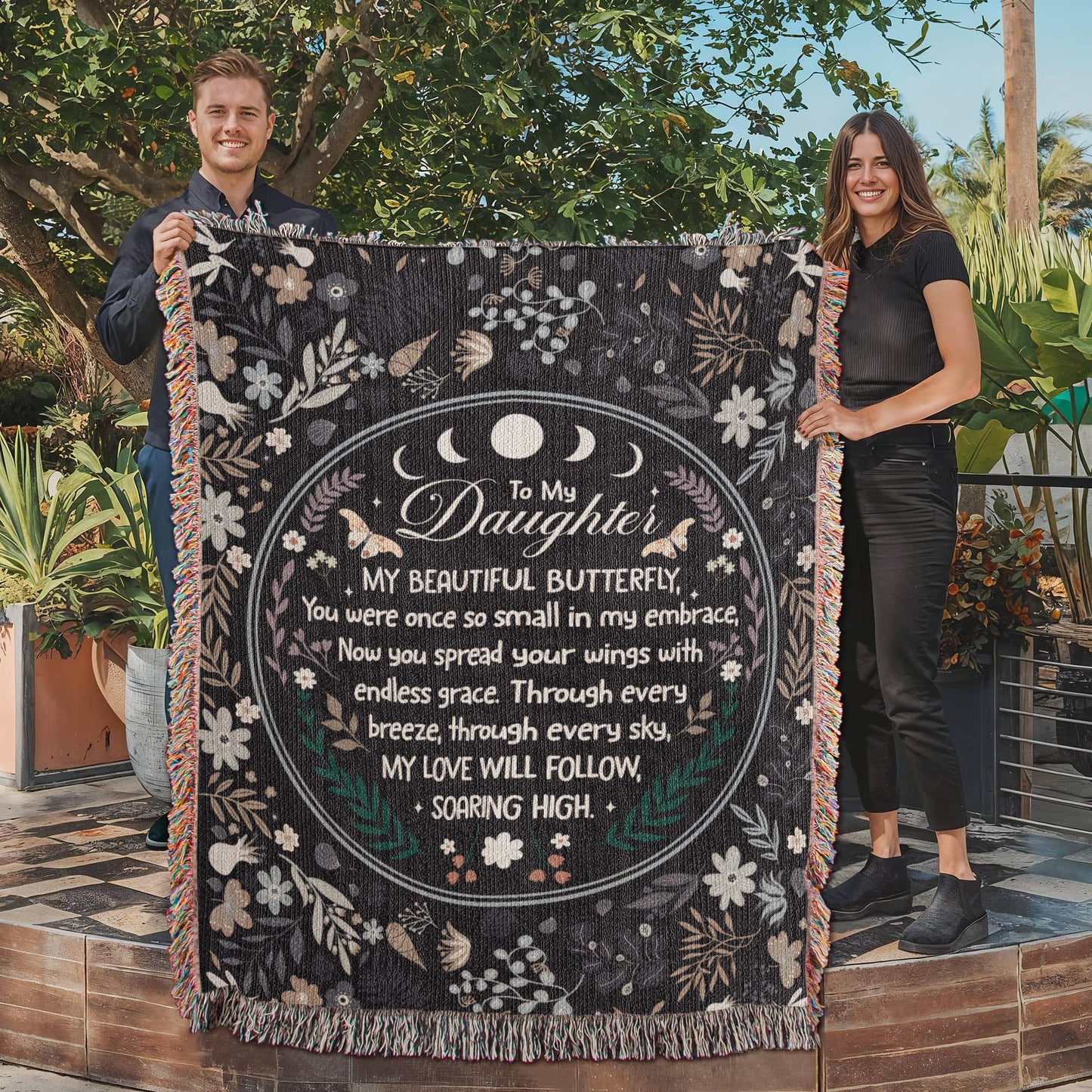 To My Daughter, My Beautiful Butterfly Woven Blanket Gift For Daughter Birthday Present