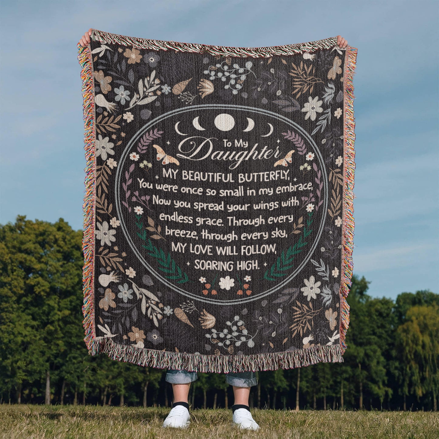 To My Daughter, My Beautiful Butterfly Woven Blanket Gift For Daughter Birthday Present