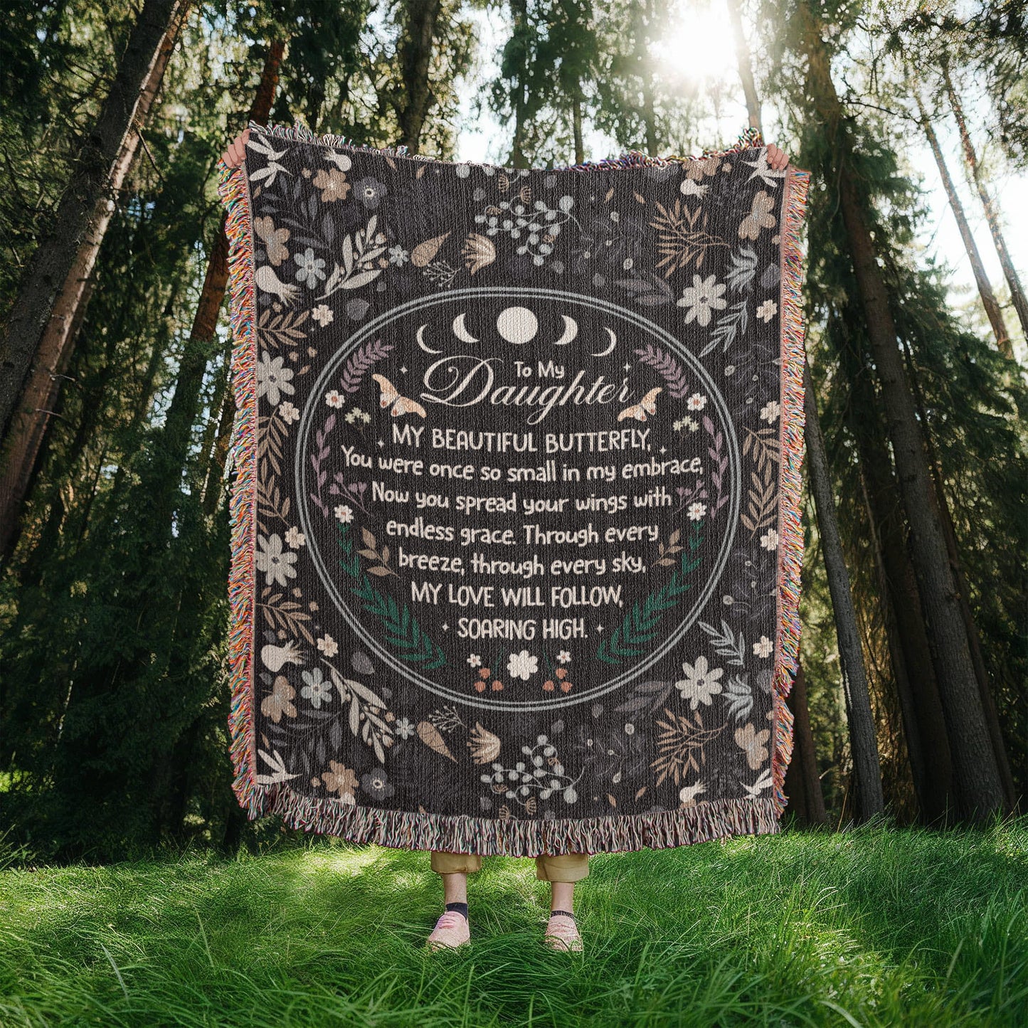 To My Daughter, My Beautiful Butterfly Woven Blanket Gift For Daughter Birthday Present