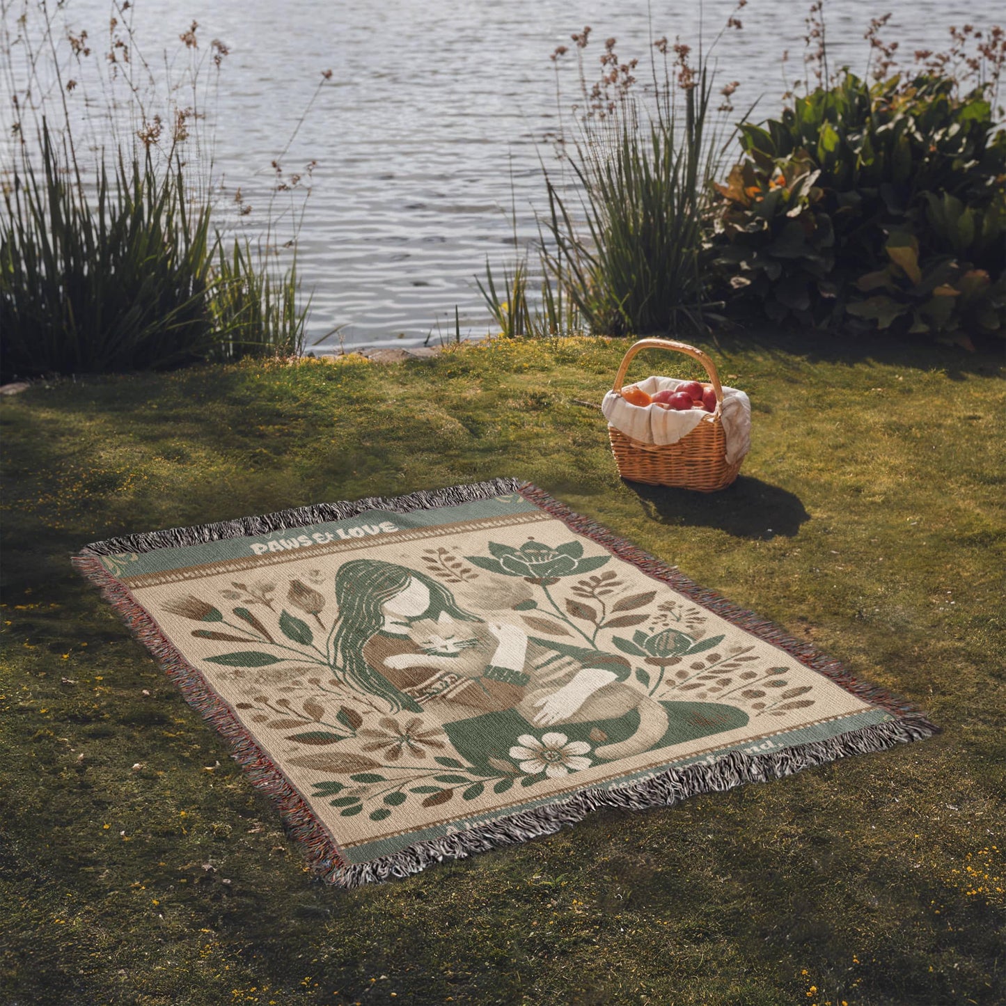 Wrapped With Paws & Love Woven Blanket Gift For Cat Mom