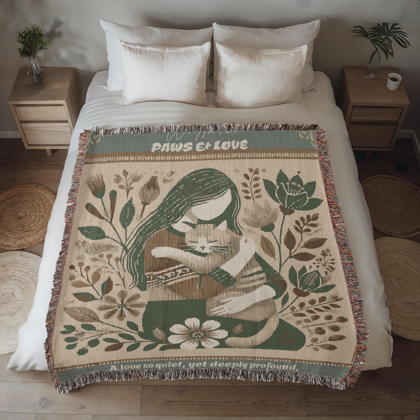 Wrapped With Paws & Love Woven Blanket Gift For Cat Mom