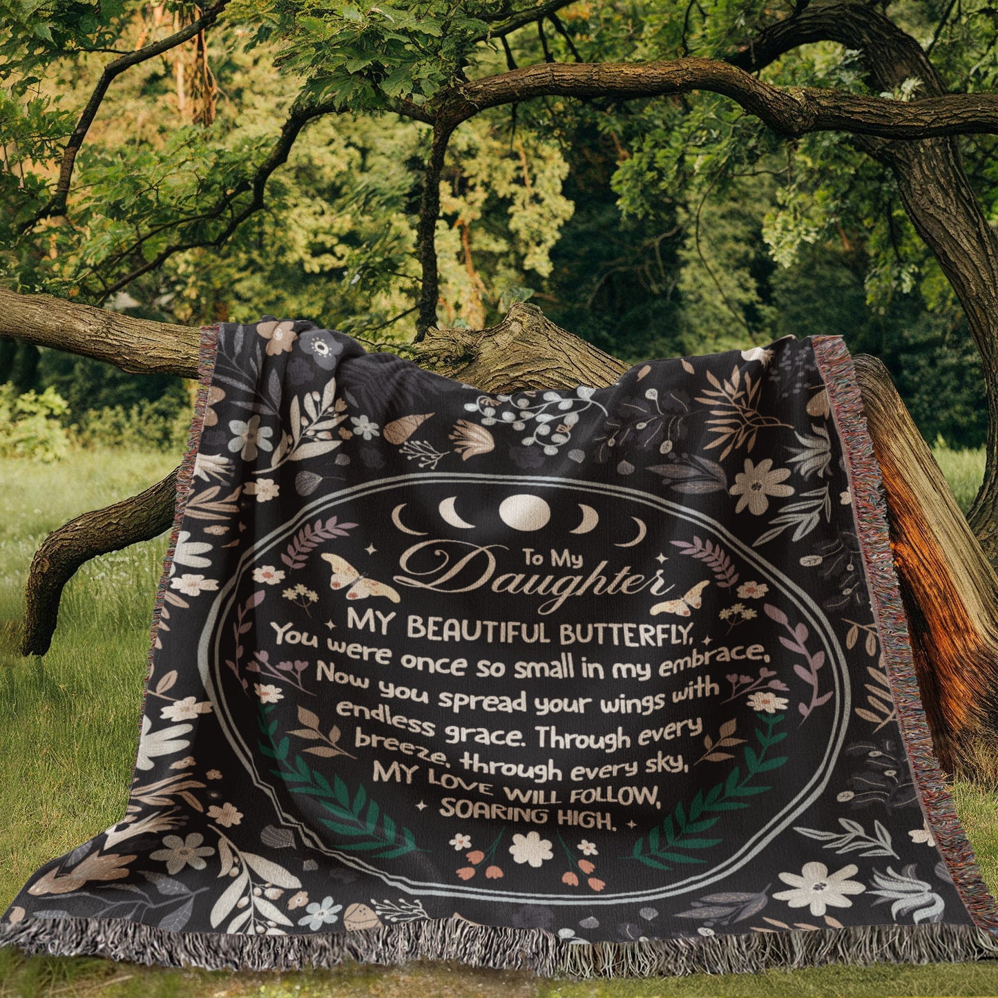 To My Daughter, My Beautiful Butterfly Woven Blanket Gift For Daughter Birthday Present