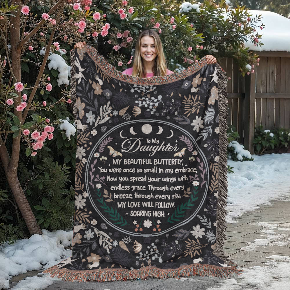 To My Daughter, My Beautiful Butterfly Woven Blanket Gift For Daughter Birthday Present