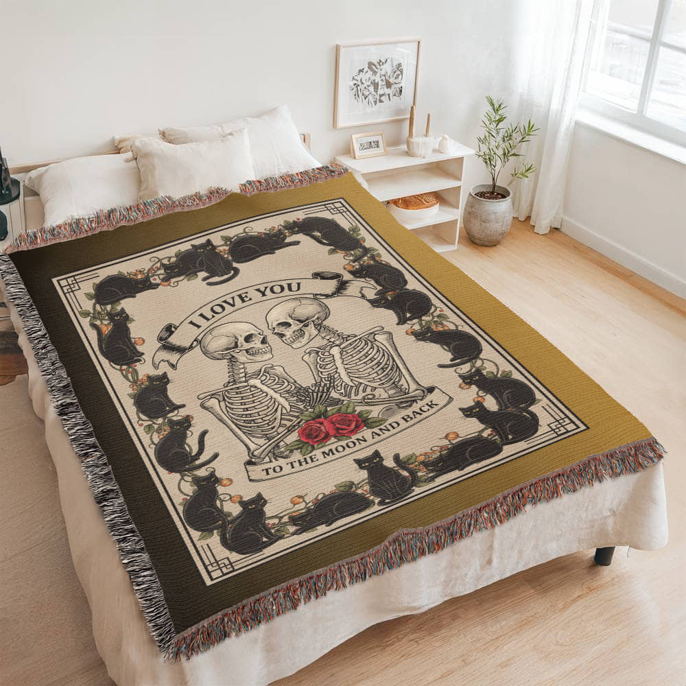 I Love You To The Moon And Back Woven Blanket Halloween