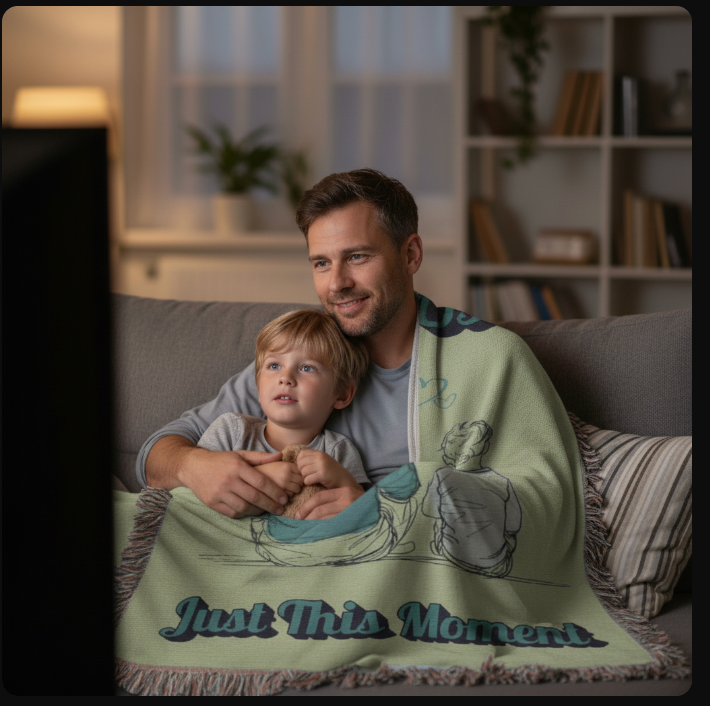 Woven Cotton Blanket – Dad and Son Gift with Colorful Fringe Throw