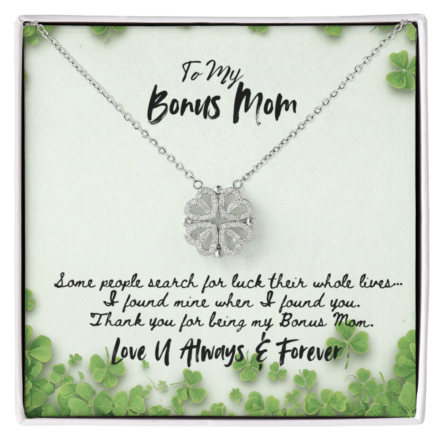 Bonus Mom Clover Necklace Gift For Step Mother