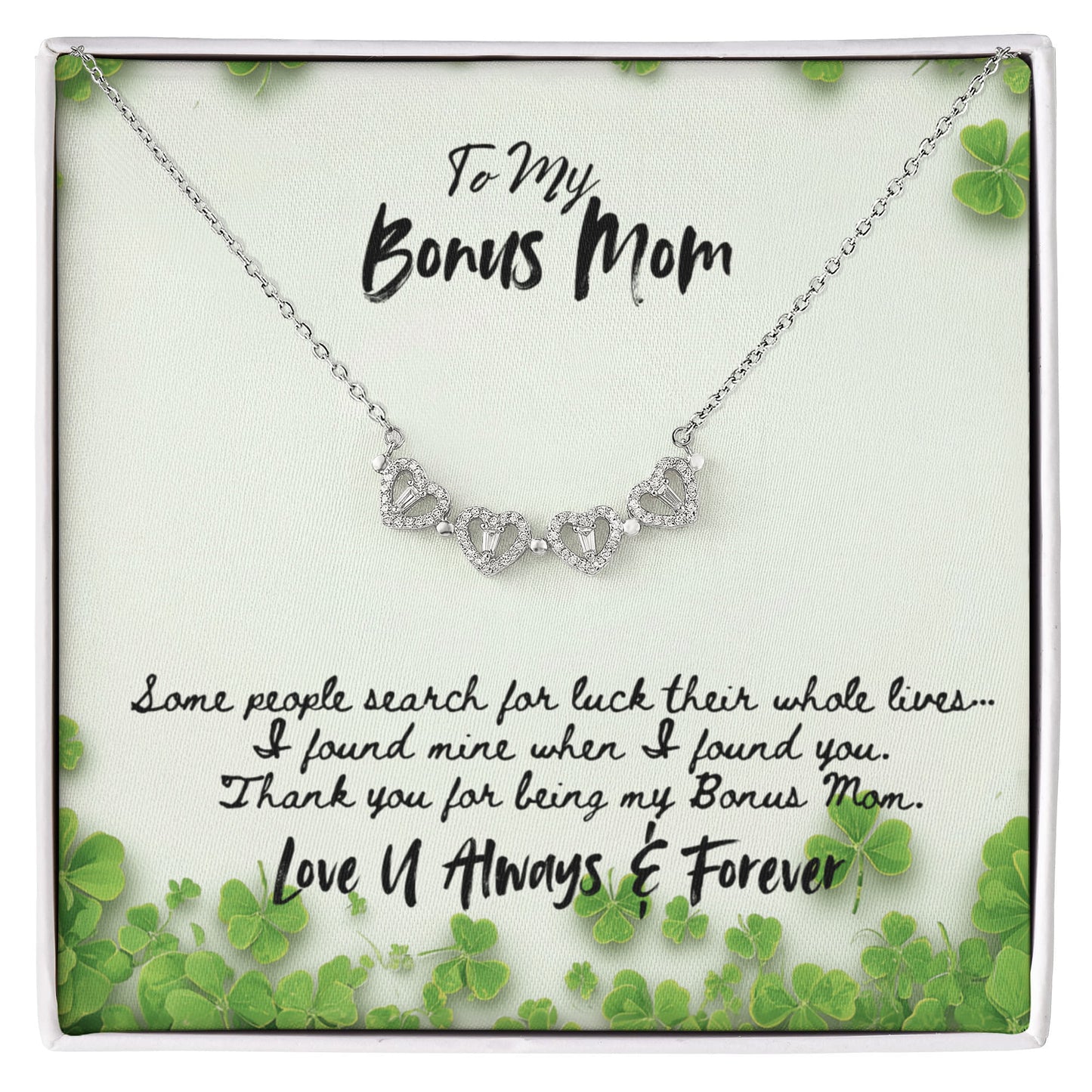 Bonus Mom Clover Necklace Gift For Step Mother