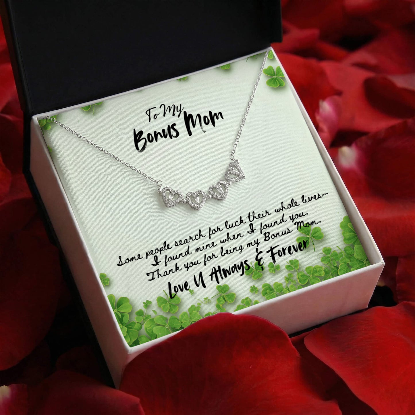 Bonus Mom Clover Necklace Gift For Step Mother