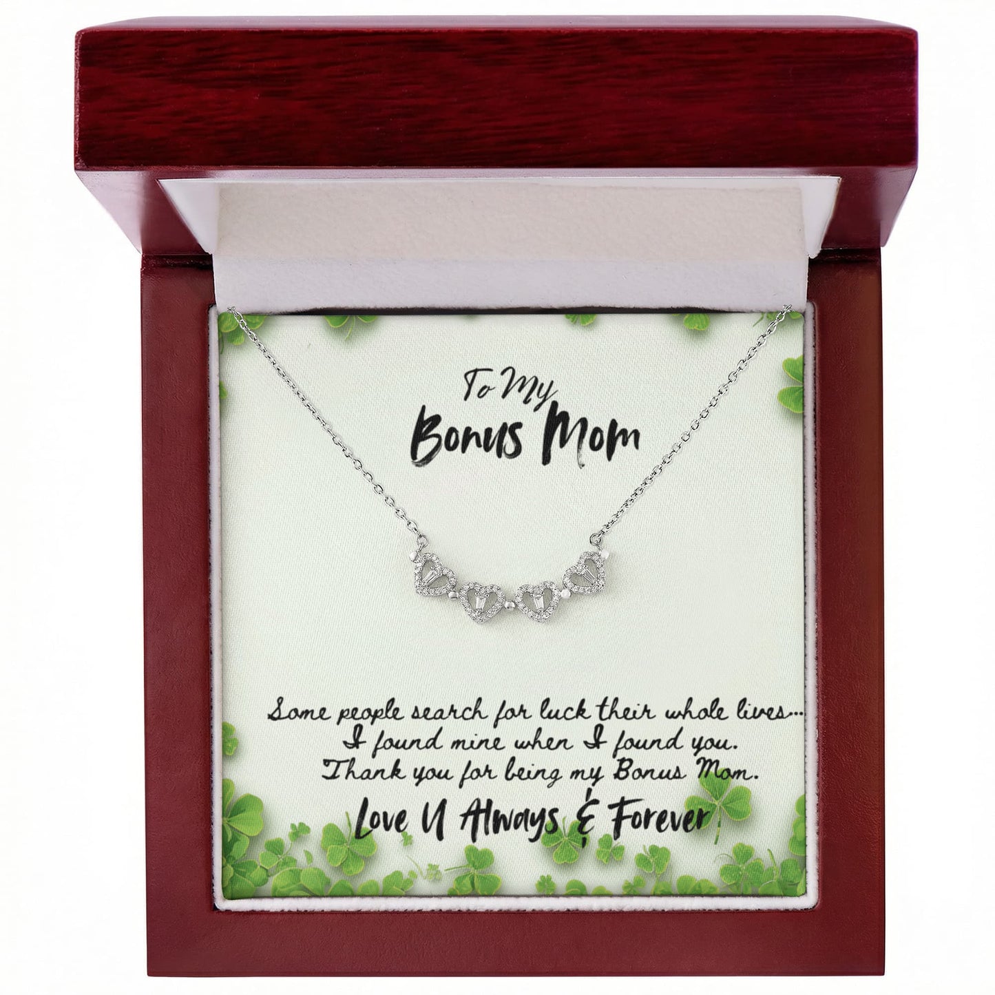 Bonus Mom Clover Necklace Gift For Step Mother