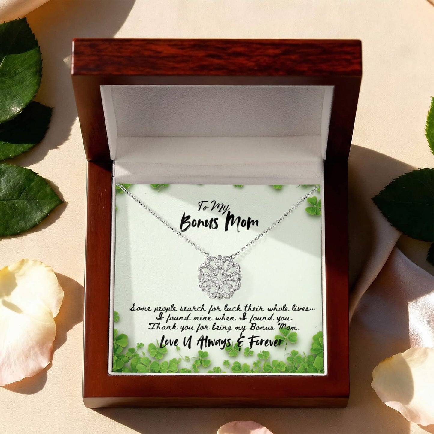 Bonus Mom Clover Necklace Gift For Step Mother