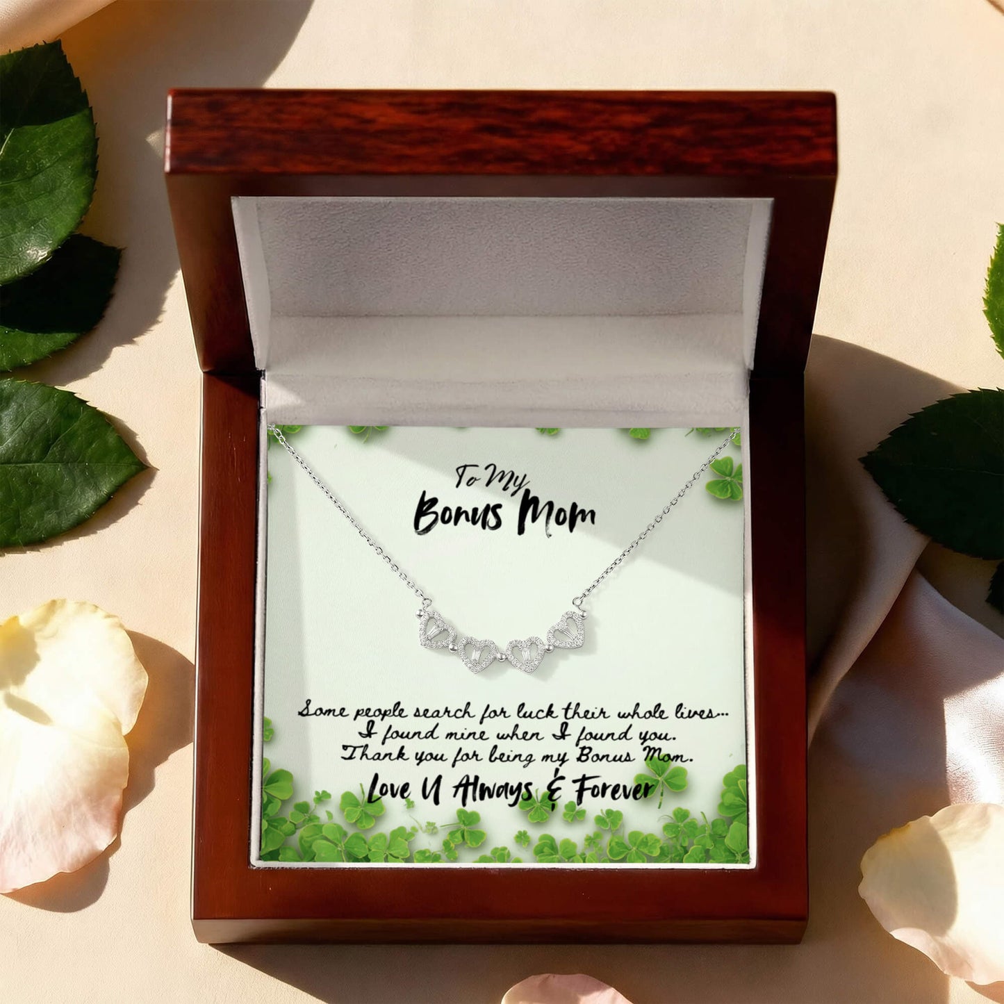 Bonus Mom Clover Necklace Gift For Step Mother