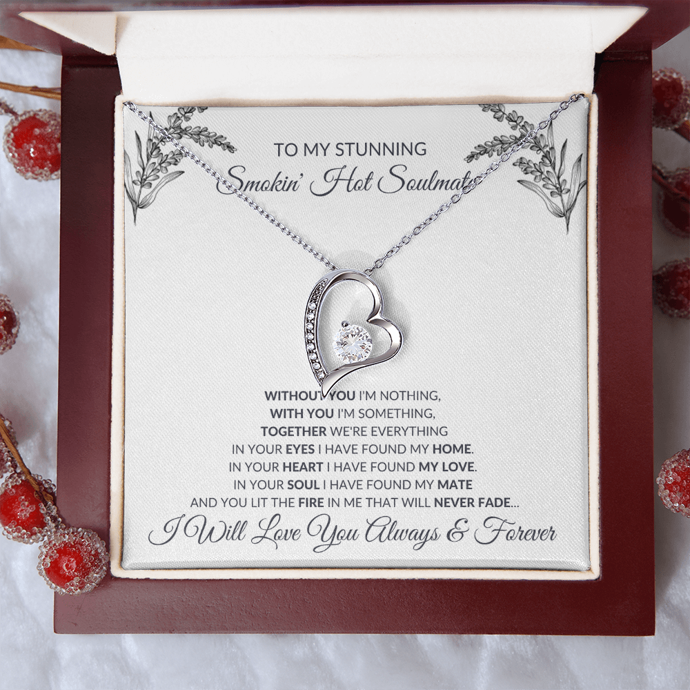 Forever Love Necklace – Heart Pendant Necklace with CZ Crystal and Adjustable Chain
